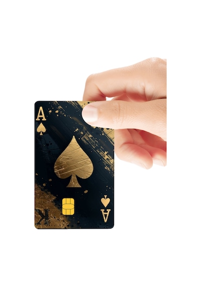 İskambil Maça Ası Ace Of Spades Dağınık Boyalı Parlak Kredi/banka Kart Kaplama Sticker Standart