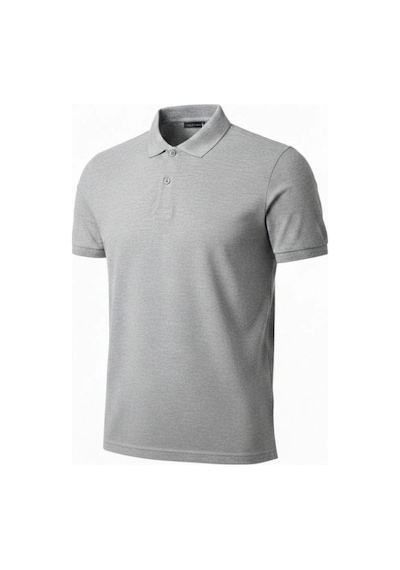 Erkek Polo Yaka Düğmeli Pike Kumaş Tişört Regular Fit Kısa Kol T-shirt - Gri