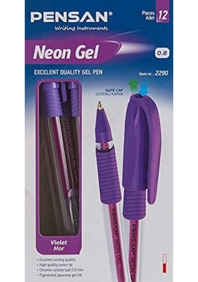 Pensan Neon Jel Kalem Vıolet 1 Mm 12 Li - Pe02229jkvı 124-Pembe