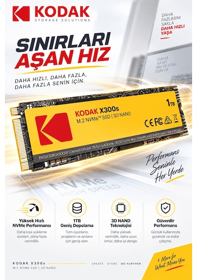 X300s 1tb M.2 Nvme Pcıe Gen3x4 2280 Ssd 2500 Mb/s Okuma 2000 Mb/s Yazma Hızlı Ssd