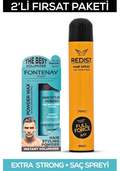 Fontenay Saç Şekillendirici Pudra Toz Wax Matt Effect Mavi 20gr + 400ml Saç Sprey 2'Lİ Set 2