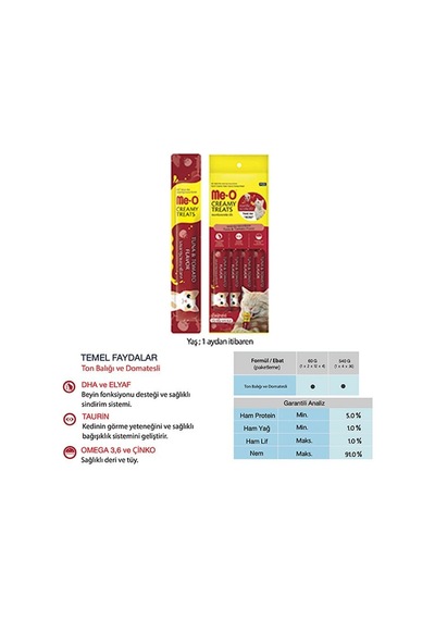 Me-o Kedi Krema Ödül Ton Balığı Ve Domatesli 4 X 15 Gr 12 Adet