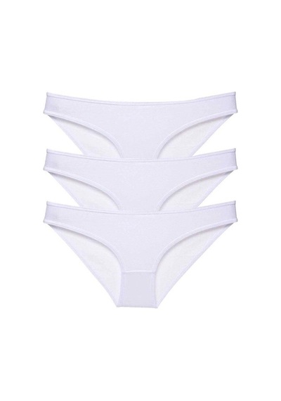 Hubrendy Tedarik 3 Adet Süper Eko Set Likralı Kadın Slip Külot Beyaz Çok Renkli