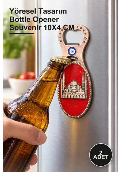 2 Adet Sultanahmet Magnet Ve Açacak Yöresel Tasarım Bottle Opener Souvenir 10x4 Cm 1