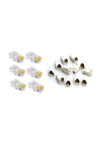 100 Adet Yeni Nesil Delikli Cat5Cat6 Jak + 100 Adet Cover Kılıf