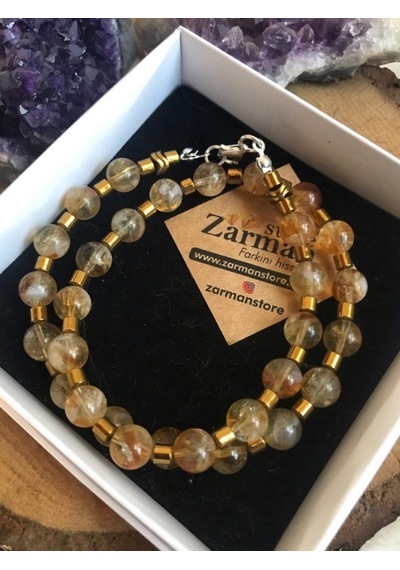 Store Zarman Doğal Taş 8 MM Sitrin-hematit Gümüş Klipsli Kolye Store Zarman Doğal Taş 8 MM Sitrin-hematit Gümüş Klipsli Kolye
