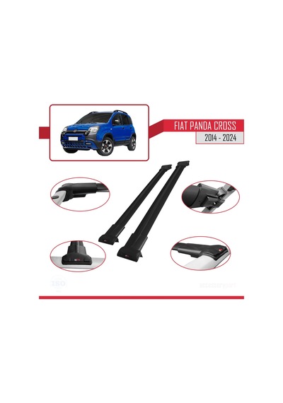 Fiat Panda Cross 2014 Ve Sonrası İle Uyumlu Fly Model Ara Atkı Tavan Barı Siyah