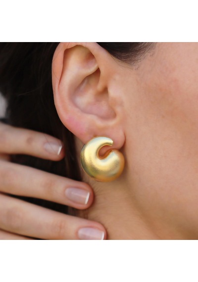 Yan Bottega Gold Bombeli Gümüş Küpe Gümüş