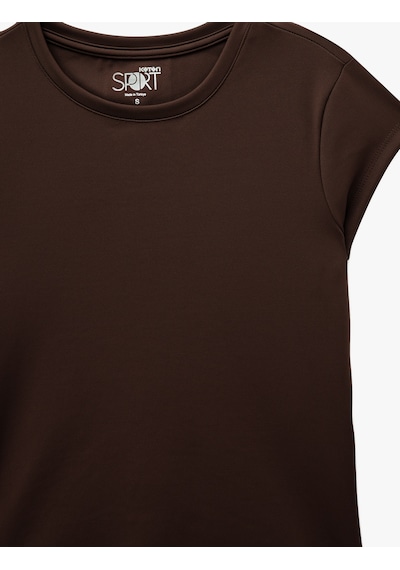 Koton Slim Fit Bisiklet Yaka Kısa Kollu Spor Tişört Kahverengi 6sak10340nk Kahve