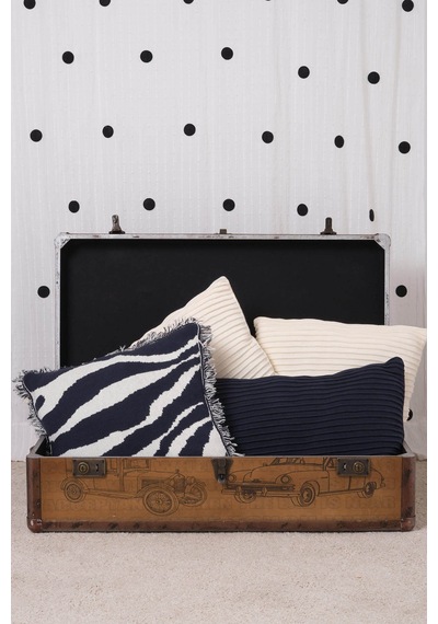 Peraluna Zebra Pıllow %100 Organik Pamuk Triko Yastık Kılıfı 45x45 Cm Lacivert - Lacivert
