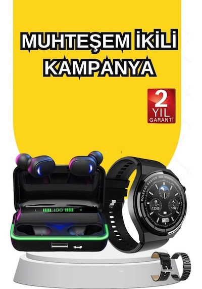 Yeni Nesil Akıllı Saat Ve Bluetooth Kulaklık Titreşim Bildirimleri Uyku Takibi
