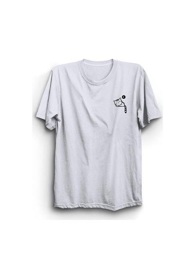 Cepte Uyuyan Kedi Cat Baskılı Tshirt Beyaz