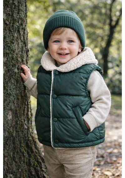 Emila Kids Unisex Yeşil Çocuk Şişme Yelek Koyu Yeşil