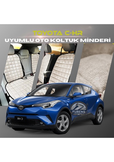 Toyota C-hr Bej Renk Tay Tüyü Cepli & Terletmez Sırtlı Oto Koltuk Minder Seti - Koltuk Koruma Kılıfı Ön & Arka Tam Set