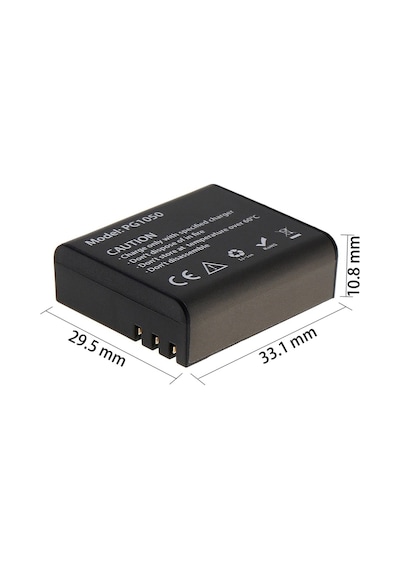 2 Adet Pg1050 Batarya Eken Aksiyon Kamera Bataryası 3.7v 1050mah 3.885wh Siyah