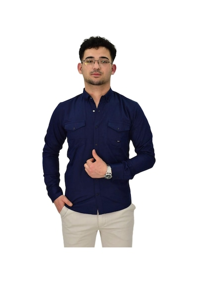 Erkek Spor Likralı Gömlek Bgl-st04343 Lacivert