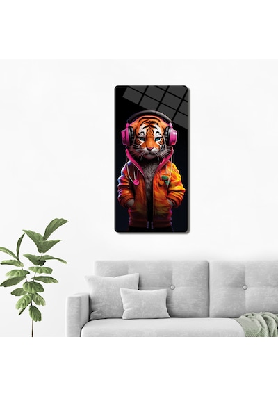 Cam Tablo Modern Art Serisi Baby Tiger 40x80