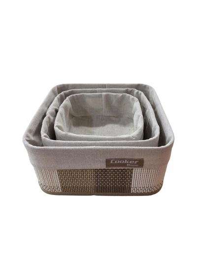 Cooker Kare Gri Sepet Seti 3'lü 25x25x12 Cm