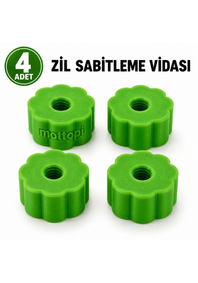 Mottopi Zil Sabitleme Vidası 6 Mm Bateri Zil Sehpası Vidası 4 Adet-yeşil