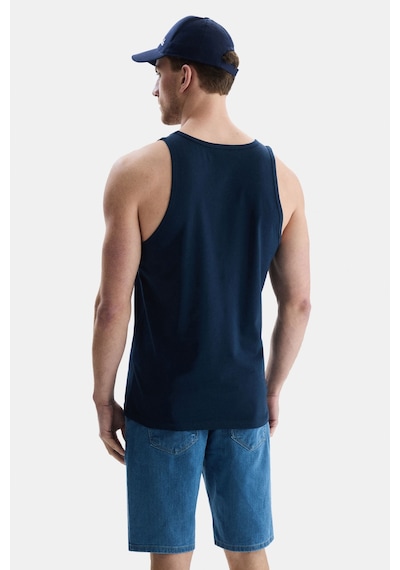 Ucla Pebble Lacivert Sıfır Kol Baskılı Oversize Erkek Tshirt Lacivert