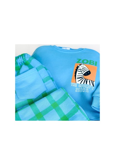 Poala Kids Cartoon Zebra Takım Mavi