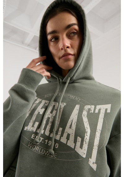 Everlast Authentic Boxing Wmn Oversize Haki Kadın Kapüşonlu Sweatshirt Haki
