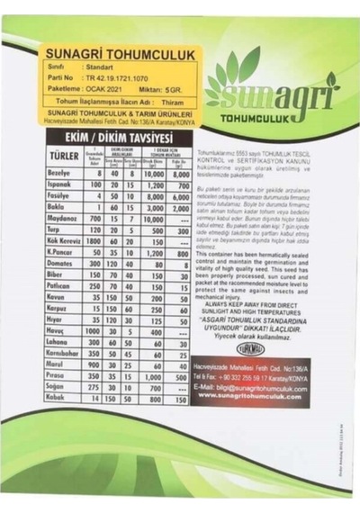 Sunagri Yeşil Soğan Tohumu