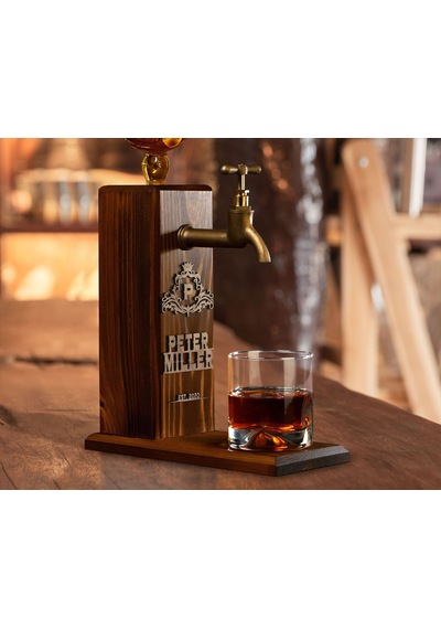 Bk Gift Kişiye Özel Kabartma İsimli Musluklu Doğal Ahşap İçki Standı, Home Bar, Viski Çeşmesi, İçecek Dispenseri, Ahşap İçecek Çeşmesi-32