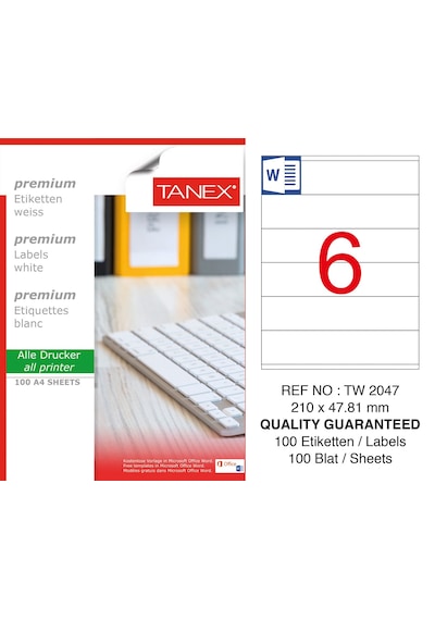 Tanex Tw-2047 210X47.81 MM Laser Etiket 100 Ad.