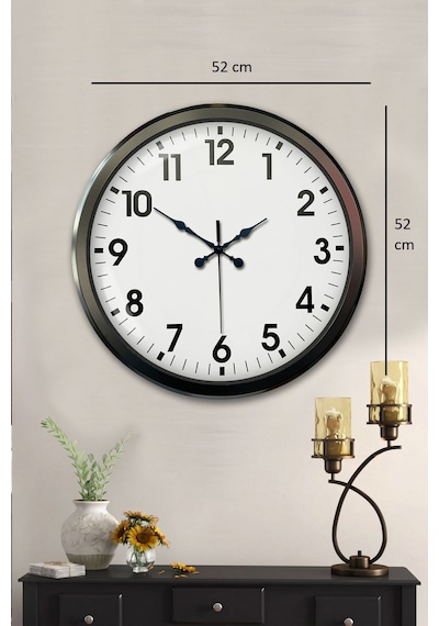 Siyah Klasik 52 Cm Modern Duvar Saati Çok Renkli
