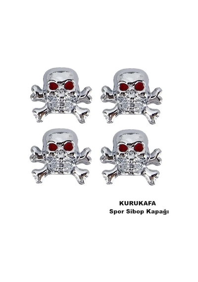 Sibop Kapağı Kurukafa Model Krom Renk Profesyonel Kuru Kafa Logo Sibop Kapağı 4 Parça Set