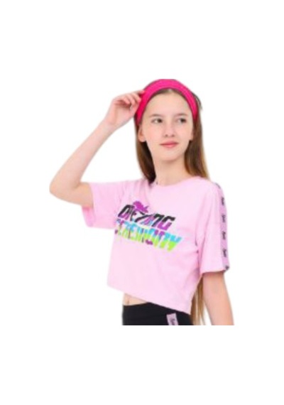 İrem Çocuk Giyim Kız Çocuk Opening Yazılı Crop Model Pembe Tişört Pembe