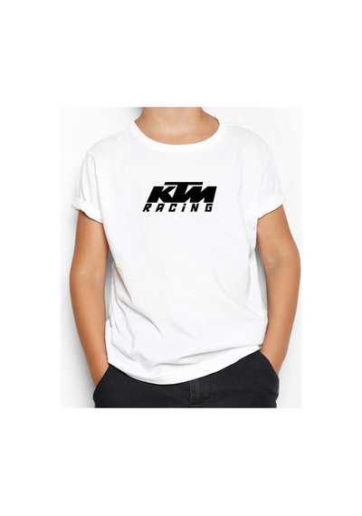 Zepplin Giyim KTM Racing Black Logo Beyaz Çocuk Tişört Beyaz