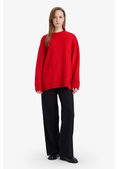 Defacto Loose Fit Bisiklet Yaka Triko Kazak Tunik G7239ax25cwrd328 Kırmızı-rd328
