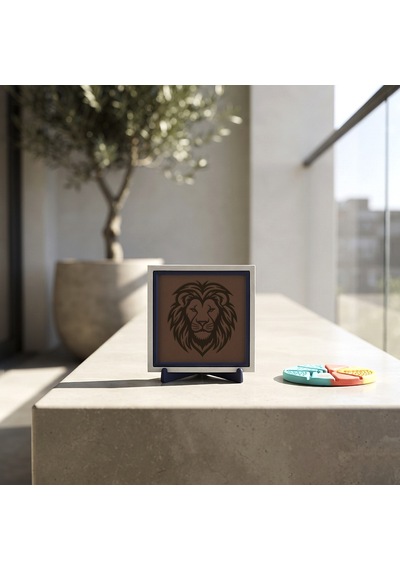 Aslan Motifli Modern Dekoratif Obje, Ev Ve Ofis Dekorasyonu İçin Asil Masaüstü Aksesuarı 10x10 Cm