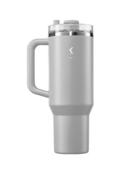 Lurch - Big Cup 1.2 L Granit Gri, Paslanmaz Çelik Termos - Uzatılabilir Pipetli, Çift Cidarlı, Sızdırmaz - 240878 Beyaz