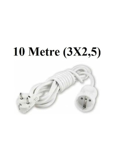 Topraklı Uzatma Seyyar Kablosu 10 Metre Tekli Priz 3x2,5 Mm Seyy