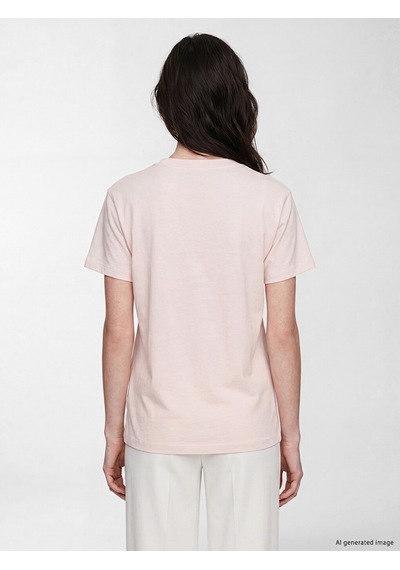 Lcw Comfort Pembe Çiçek Nakışlı %100 Pamuklu Kadın Tişört