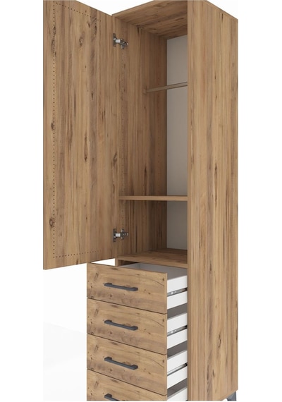 Hyperion Dolap 2 Raflı 4 Çekmeceli Tek Askılı 44x44x195 Çam-çam Atlas Çam