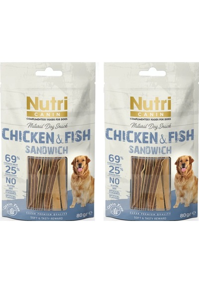 Nutri Canin Sandwich Tavuk Ve Balıklı Fileto Tahılsız Köpek Ödülü 80 G X 2 Adet