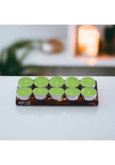 Tealight Mum 10x10 Gr Dekoratif Mumu Kandil Hediyelik Fitilli Mumluk Şamdan Yeşil Renk Kokusuz Çok Renkli