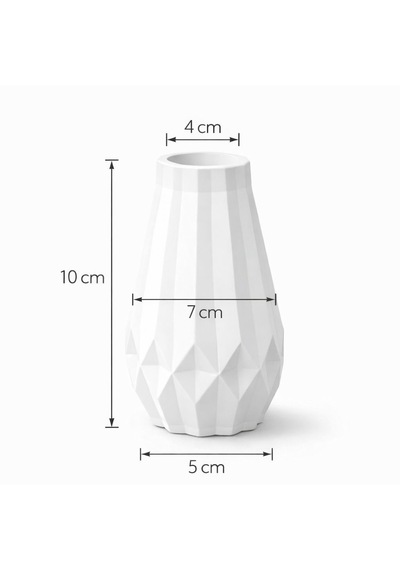 2 Li Mini Dekoratif Vazo Seti 10 Cm Taş Tozu Modern Salon, Balkon & Mutfak Vazoları - Hediyelik Beyaz