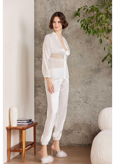 Pierre Cardin 6 Lı İpek Saten Çeyizlik Gecelik Sabahlık Takım