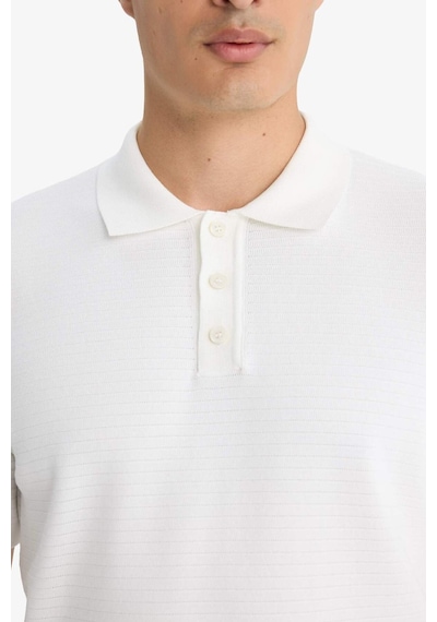 Defacto Standart Fit Polo Yaka Triko Kısa Kollu Tişört F4947ax25auer140 Ekru