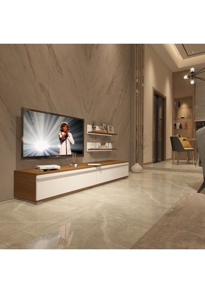 Decoraktiv Eko 4 Mdf Std Tv Ünitesi Tv Sehpası - Ceviz Beyaz Ahşap - Beyaz