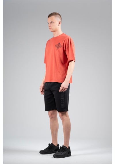 Maraton Sportswear Oversize Erkek Bisiklet Yaka Kısa Kol Basic Kiremit T-shirt 22694-kiremit Kiremit