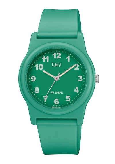 Q&q Qcg2221 Jade Green Rakamlı Silikon Kordonlu 38 Mm Su Geçirmez Unisex Kol Saati Yeşil