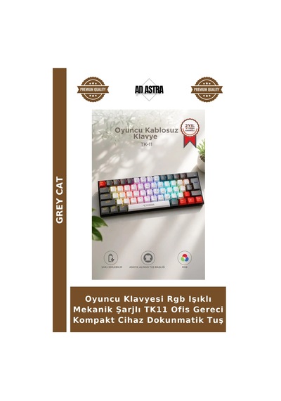 Oyuncu Klavyesi Rgb Işıklı Mekanik Şarjlı Tk11 Ofis Gereci Kompakt Cihaz Dokunmatik Tuş