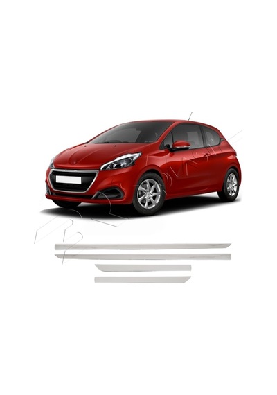 Peugeot 208 Hb Uyumlu 2012-2019 Krom Yan Kapı Çıtası 4 Parça Paslanmaz Çelik