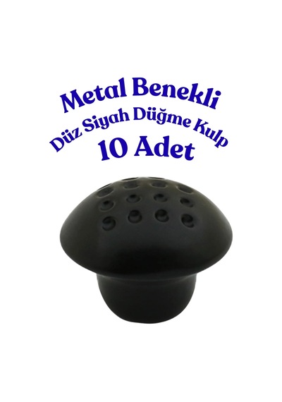 10 Adet Metal Benekli Yuvarlak Düğme Kulp - Çocuk Odası, Mutfak Ve Dolap İçin Modern Çekmece Kulbu Siyah Siyah